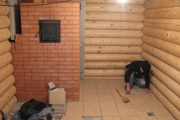 Полы в моечной бани Полы в моечной бани
