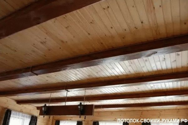 Потолок из необрезной доски под старину Потолок из необрезной доски под старину