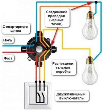 Схема подключения двухклавишного выключателя и пошаговое руководство по его установке Схема подключения двухклавишного выключателя и пошаговое руководство по его установке